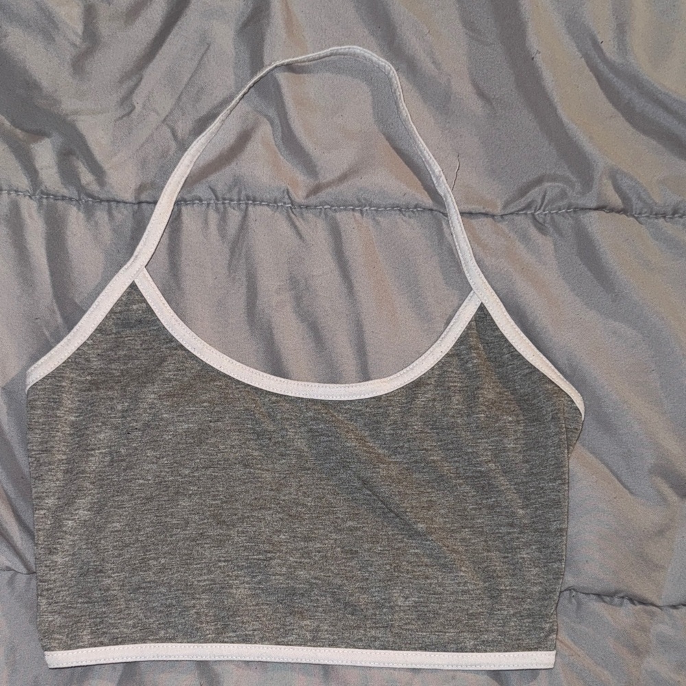 Gray Halter Crop Top